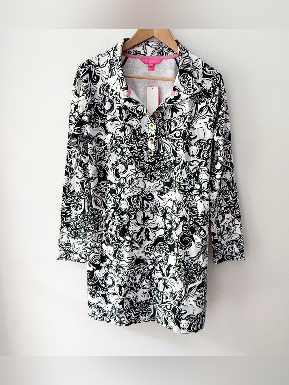 NWT Lilly Pulitzer UPF 50+ Captain Popover Dress Onyx With A Twist Medium Beach